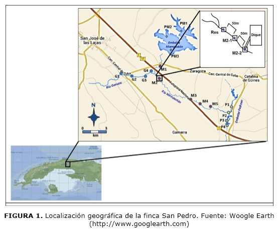 FIGURA 1. Localización geográfica de la finca San Pedro. Fuente: Woogle Earth (http://www.googlearth.com)