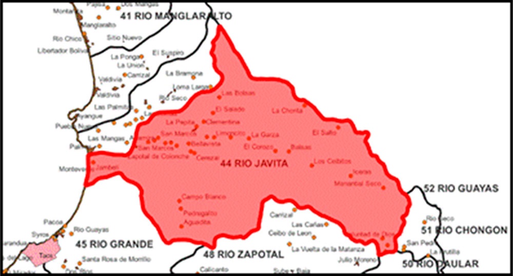 Ubicación de la cuenca del río Javita, área de interés del proyecto.