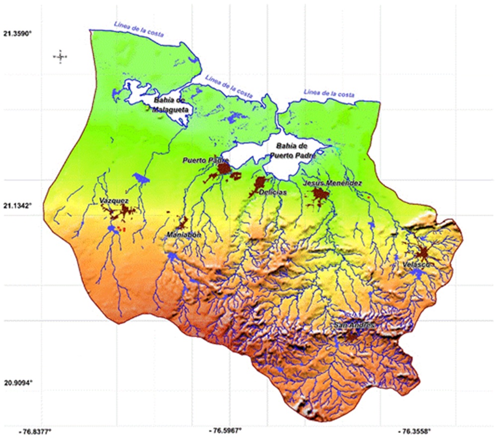 Modelo de elevación digital del (DEM) a partir de curvas de nivel a intervalos de 2.5 m.
