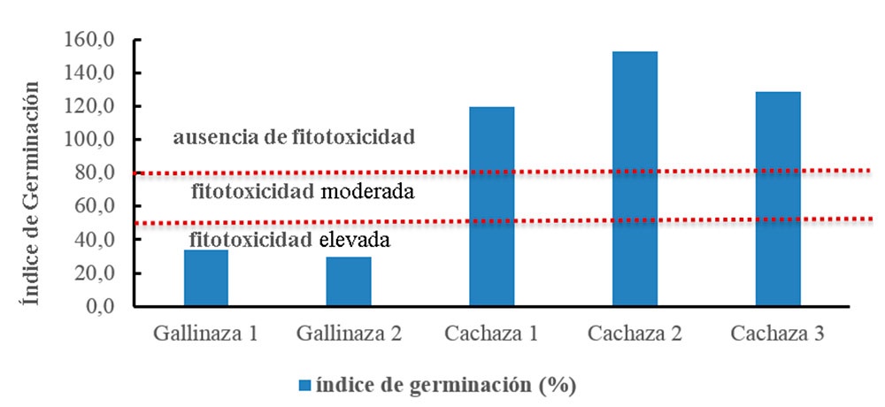 Índice de germinación en semillas de Raphanus sativum Lin. Fuente: elaboración propia.